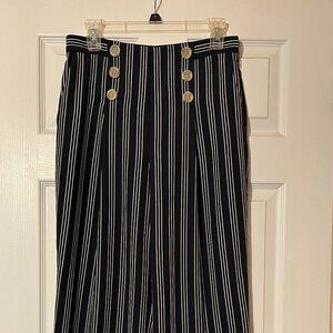 Ann Taylor Navy and Cream Striped Sailor Pants Size 4P -- Vintage Nautical Vibes